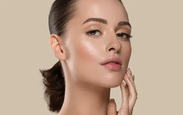 Beautiful woman face healthy skin closeup beautiful female studio portrait