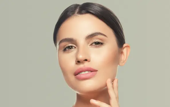 Beauty face woman healthy skin care concept brunette